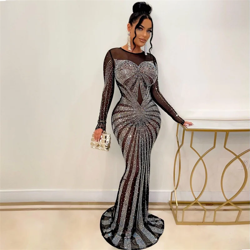 Sparkly Rhinestone Club Party Dress - Abiti da sera sexy a sirena