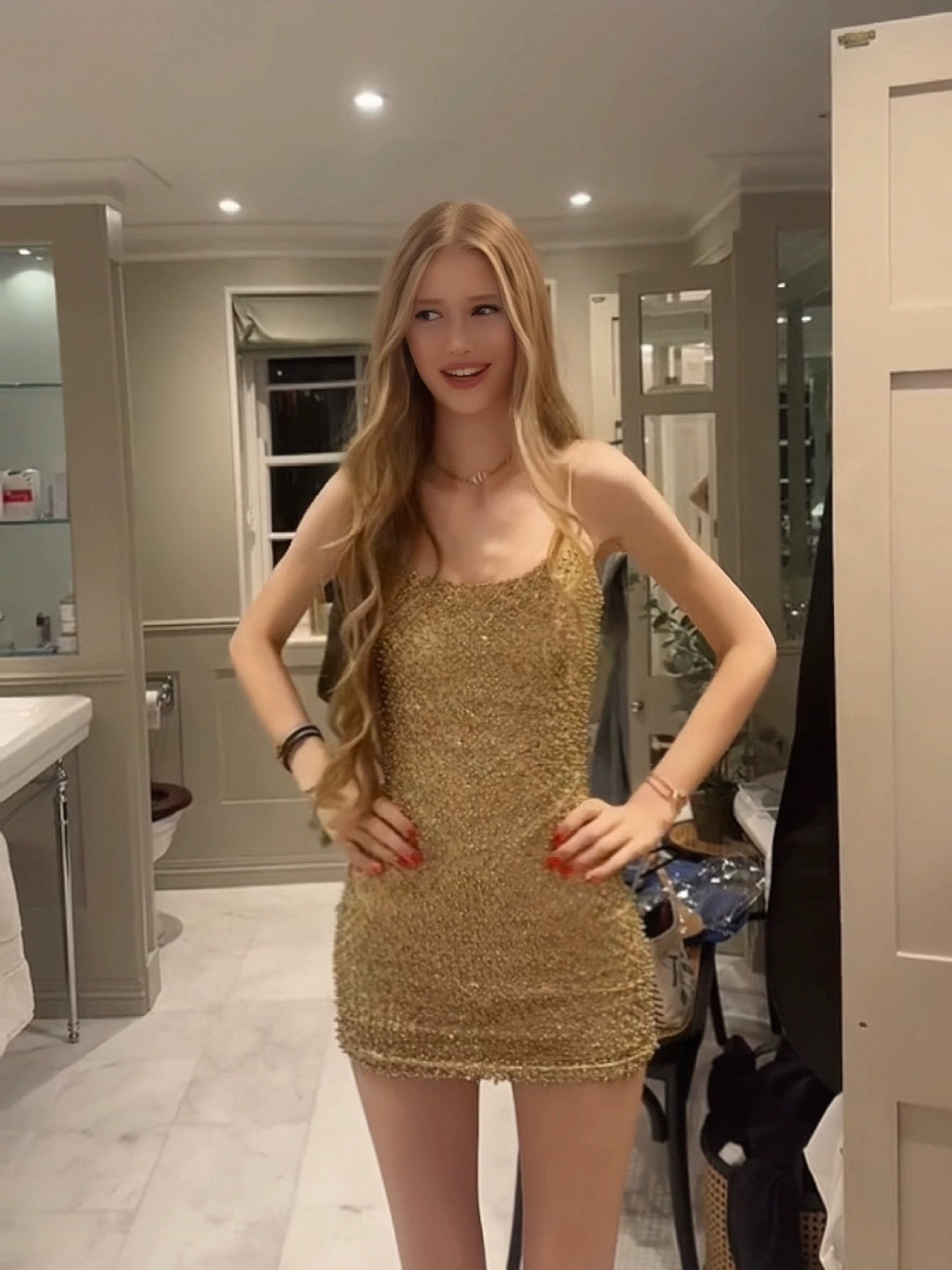 Sparkly Rhinestone Club Party Dress - Abito Mini Aderente da Donna con