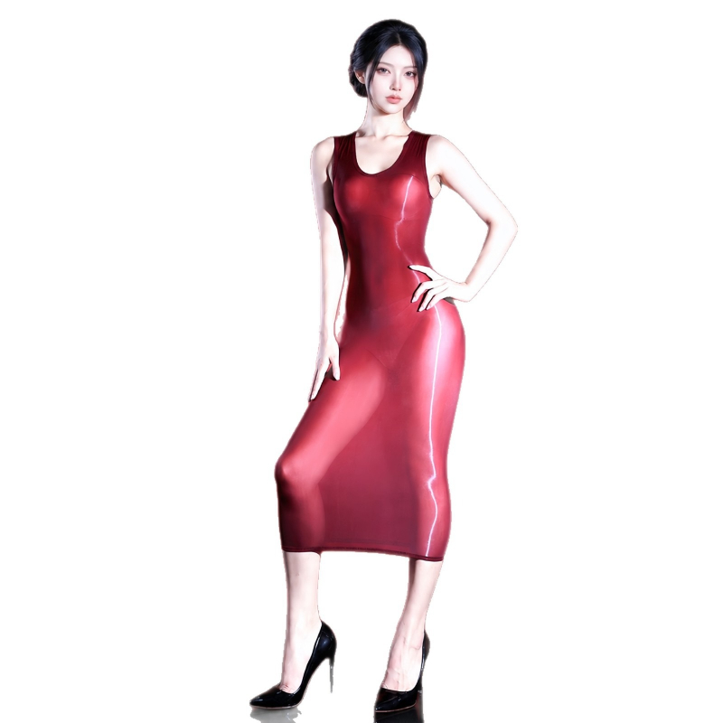 Sexy Mesh Sheer Bodycon Dress - Abito sexy da donna, senza maniche,