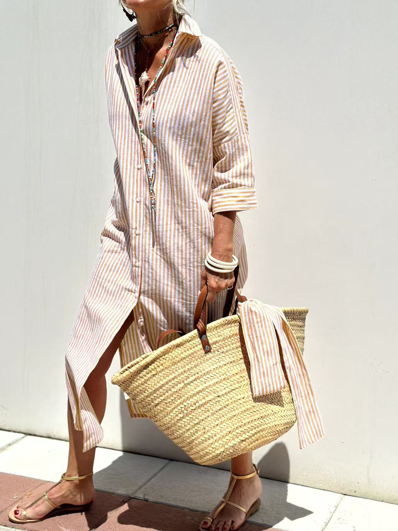 Maxi Abito Lungo Estivo Effett - Casual Loose Linen Shirt Dress recensione e prezzo
