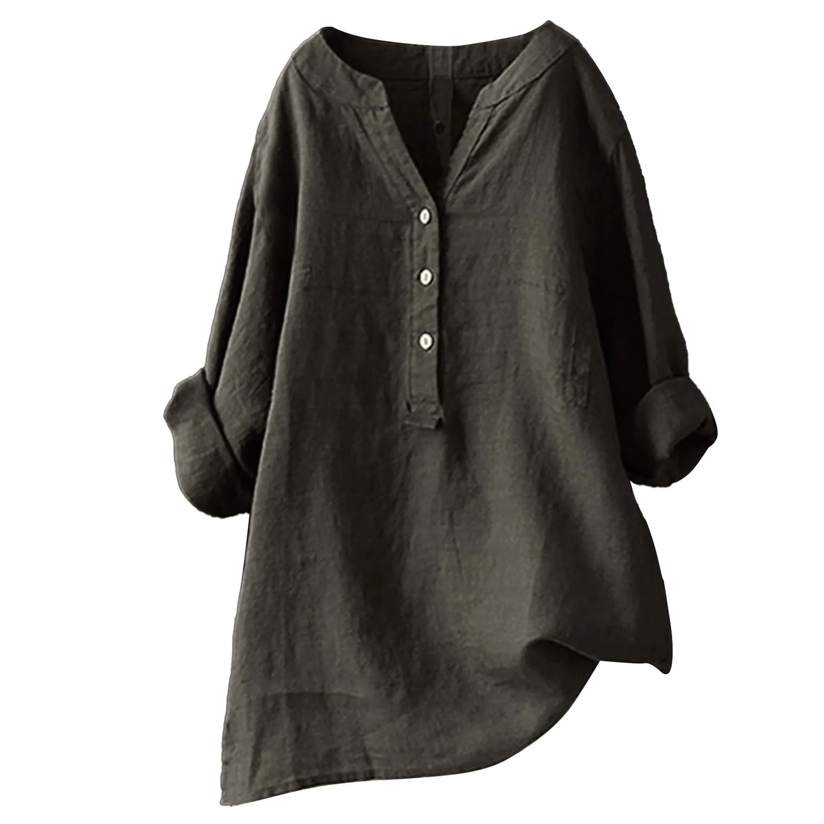 Camicie e bluse unisex in coto - Casual Loose Linen Shirt Dress recensione e prezzo