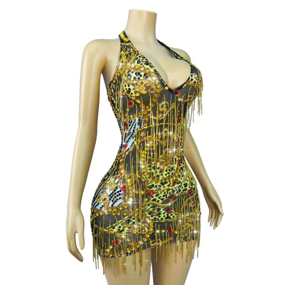 Abito Mini Bodycon con Strass  - Sparkly Rhinestone Club Party Dress recensione e prezzo