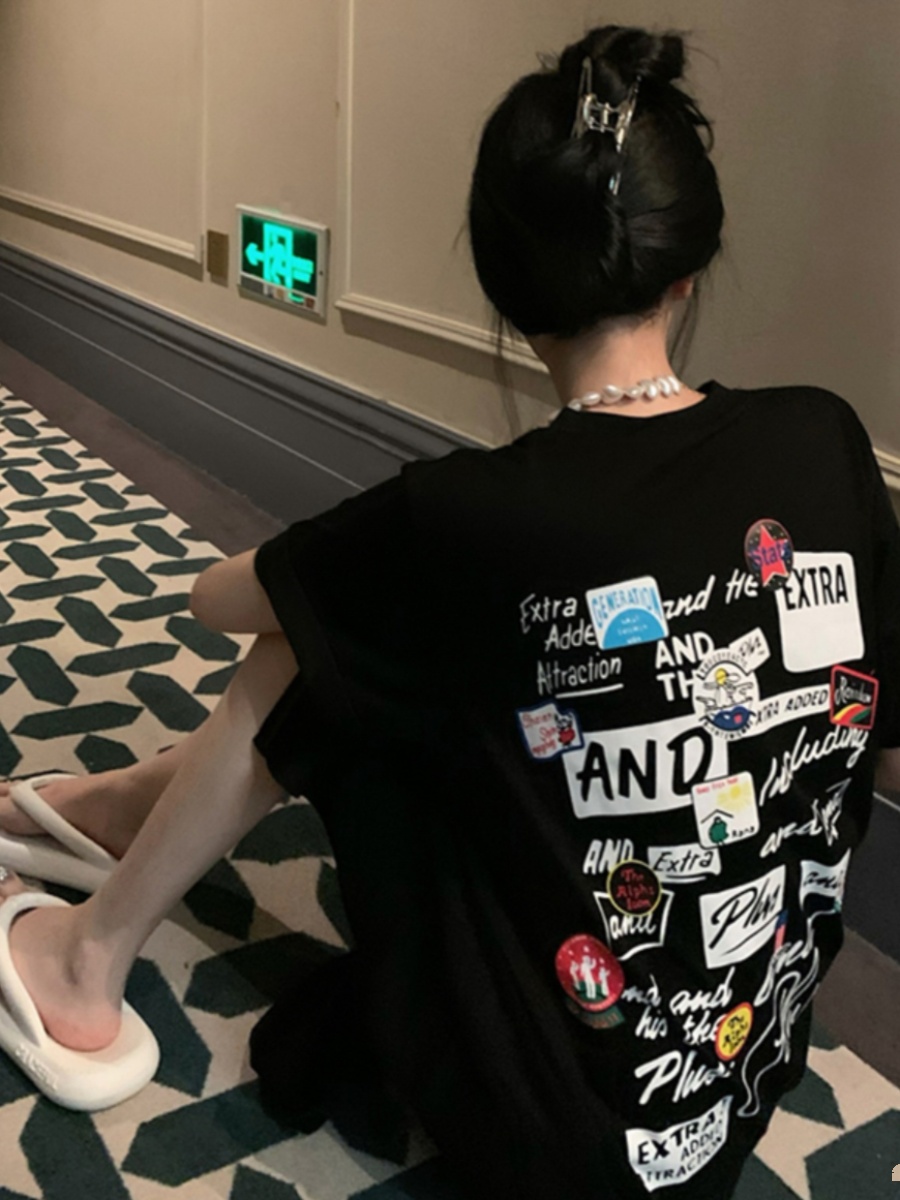 Abito T-shirt nero a maniche c - Korean Style A Line Shirt Dress recensione e prezzo