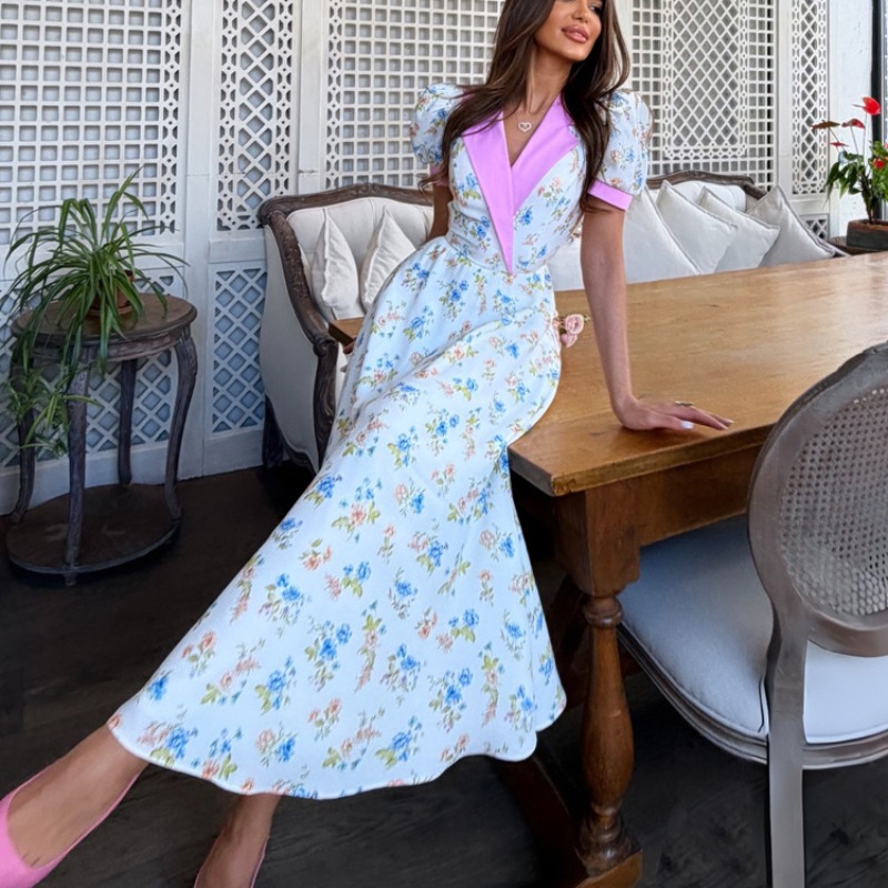 Elegante Abito Midi Estivo 202 - French Vintage Floral Midi Dress recensione e prezzo
