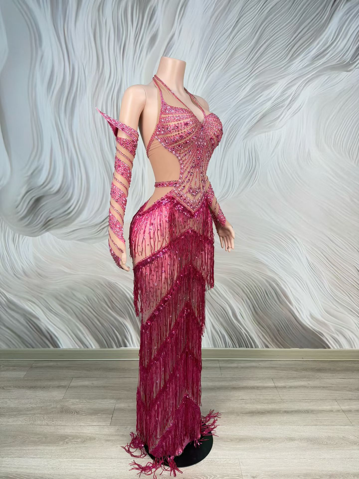Abito da sera rosa scintillant - Sparkly Rhinestone Club Party Dress recensione e prezzo