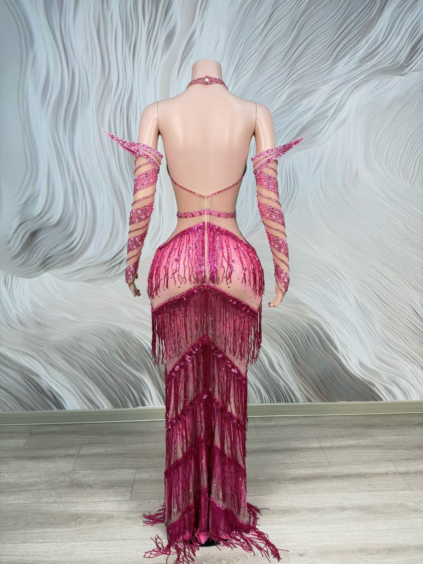 Abito da sera rosa scintillant - Sparkly Rhinestone Club Party Dress recensione e prezzo